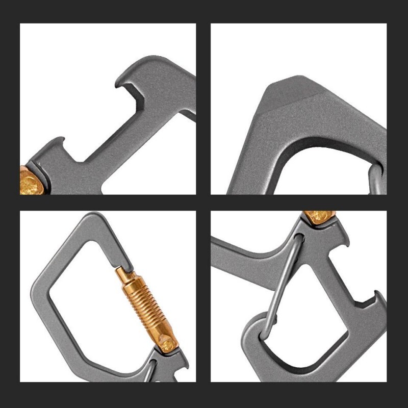 EDC Titanium Keychain Carabiner Clip with Bottle Opener Outdoor Multi Tool