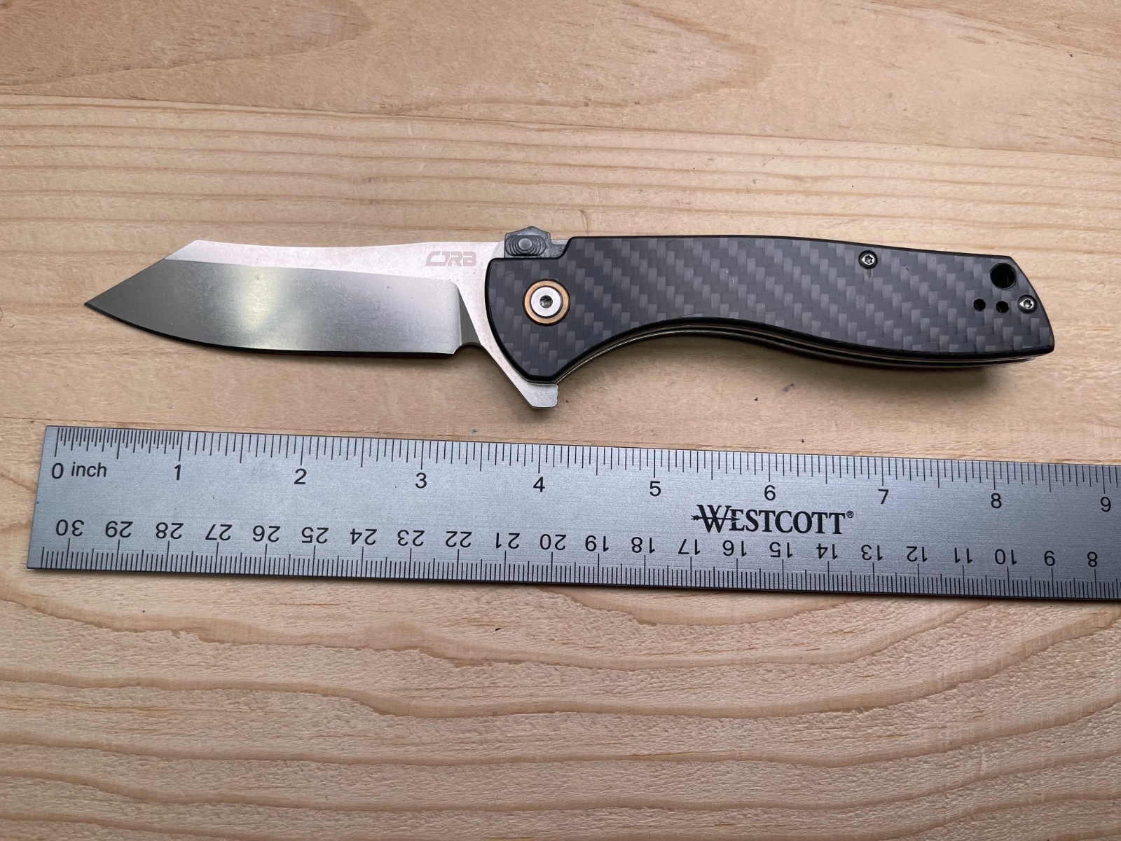 CJRB Cleaver J1915 D2 3.5” Steel Blade Folding Pocket Knife Carbon Fiber Handle