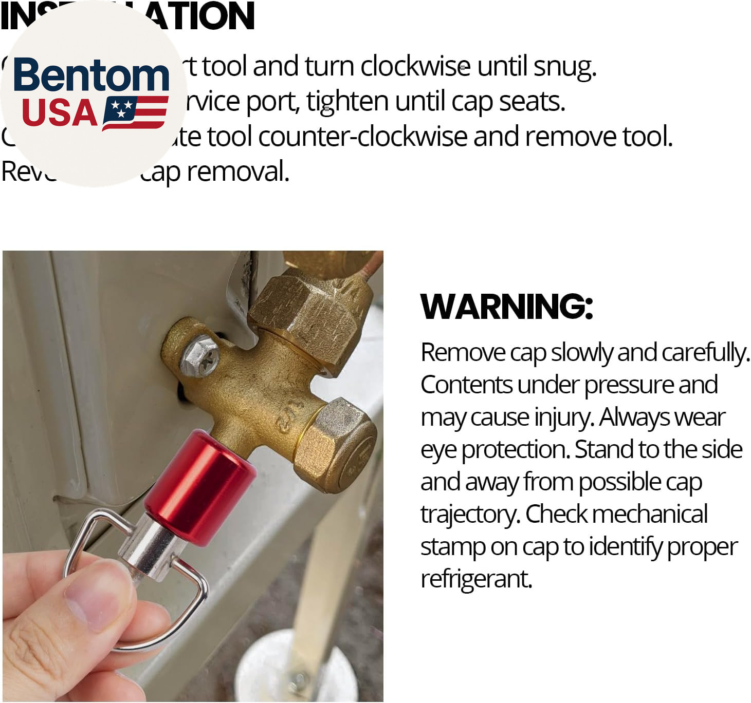 HVAC Tools, Locking Cap Key for Refrigerant Safety Caps, Universal Triple Use Mu