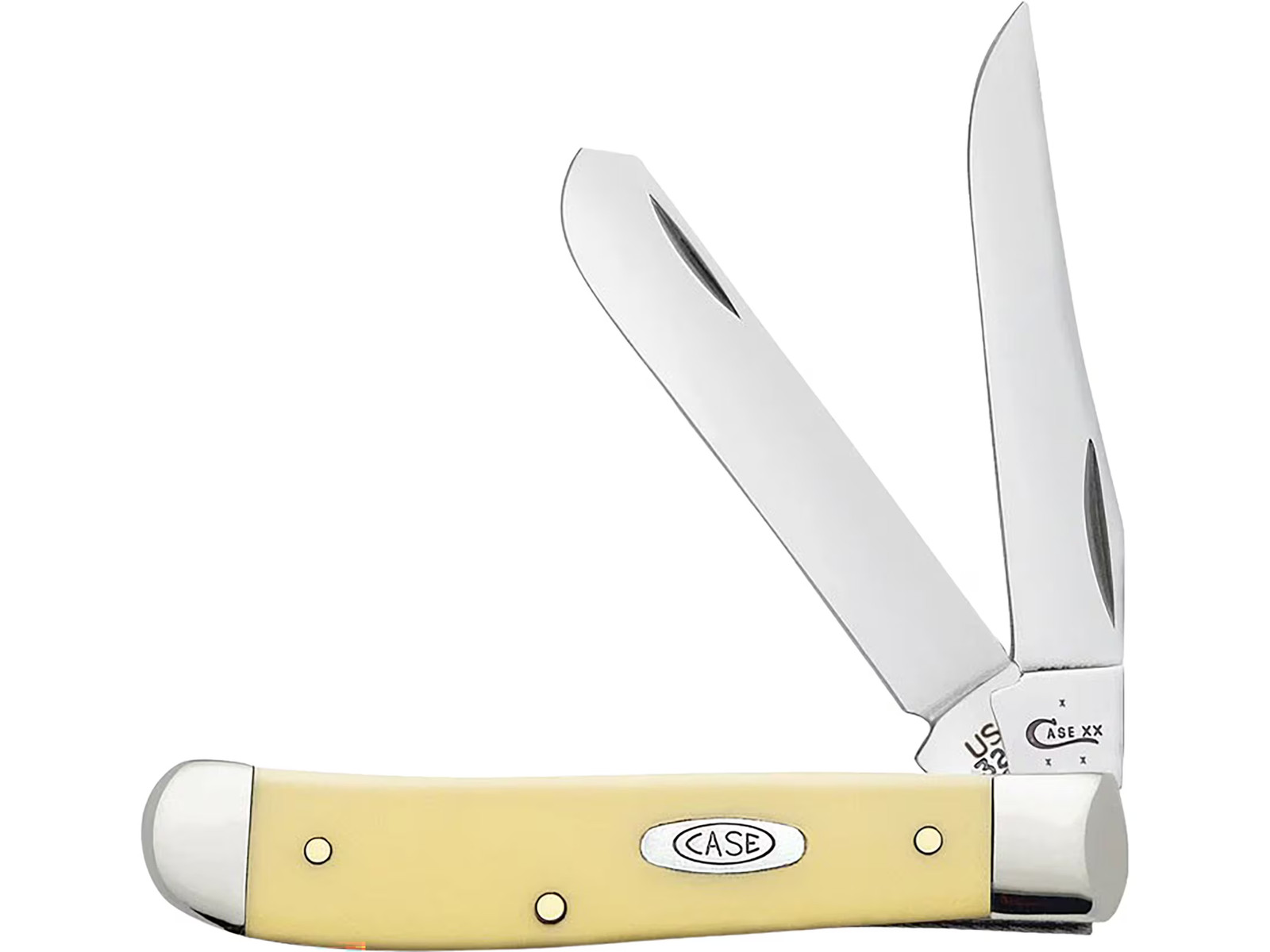 Case Mini Trapper Pocket Knife Clip and Spey Chrome Vanadium Blades Yellow