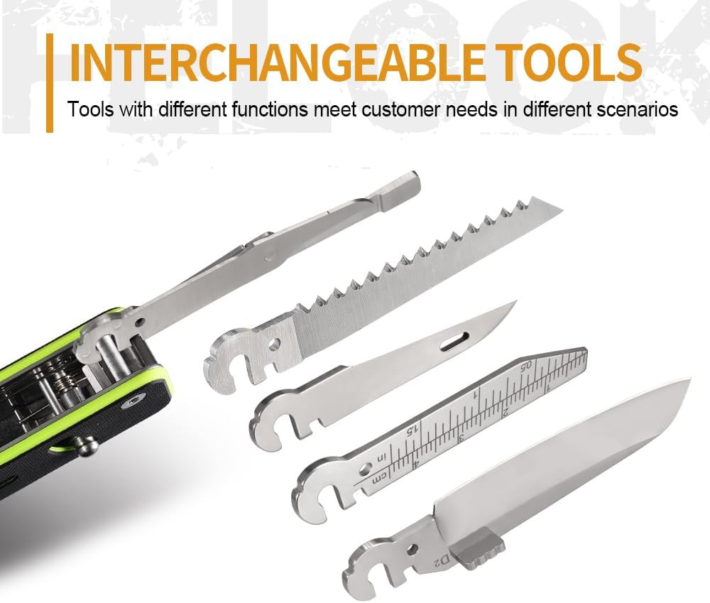 S503G 9 in 1 Mini Multi Tool EDC Pocket Knife Multitool with G10 Handle,Scissors