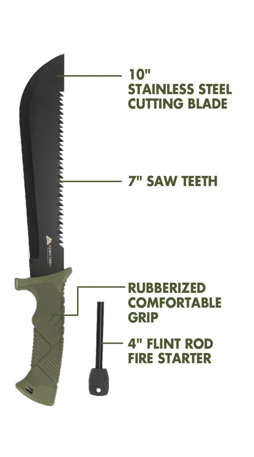 Ozark Trail Model 5031 10″ Saw Tooth Machete with Sheath and Fire Starter