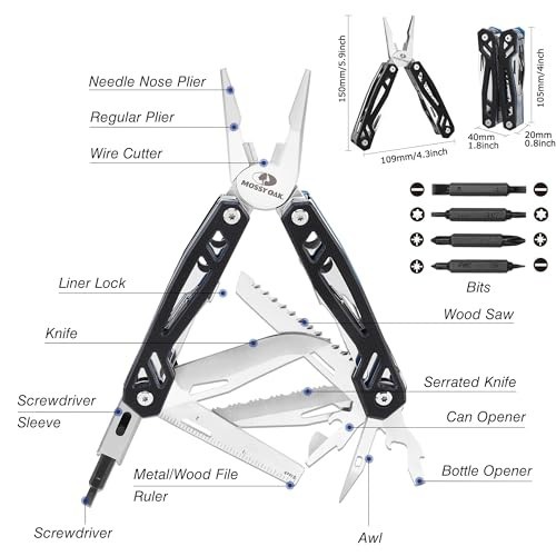 21-in-1 Stainless Steel Multitool Pocket Knife, G10 Handle, Pliers & Sheath – Ou
