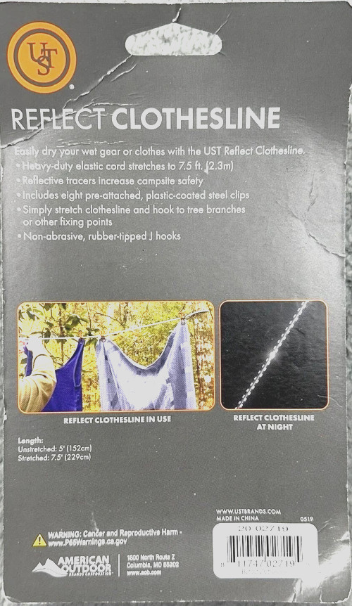 UST REFLECT CLOTHESLINE camping emergency prepare gear equipment disaster hiking