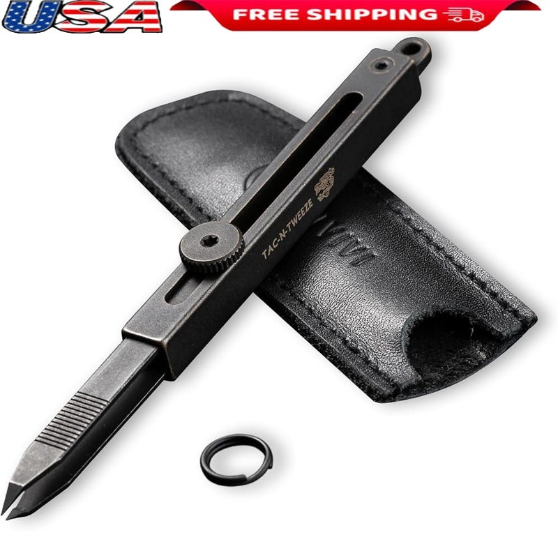 Precision Stainless Steel Tweezers Strong Grip Tool Splinters Thorns Keychain US