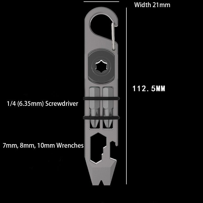 Titanium Alloy Ti Multi Pocket Pry Bar Crowbar EDC Tools Opener Screwdriver