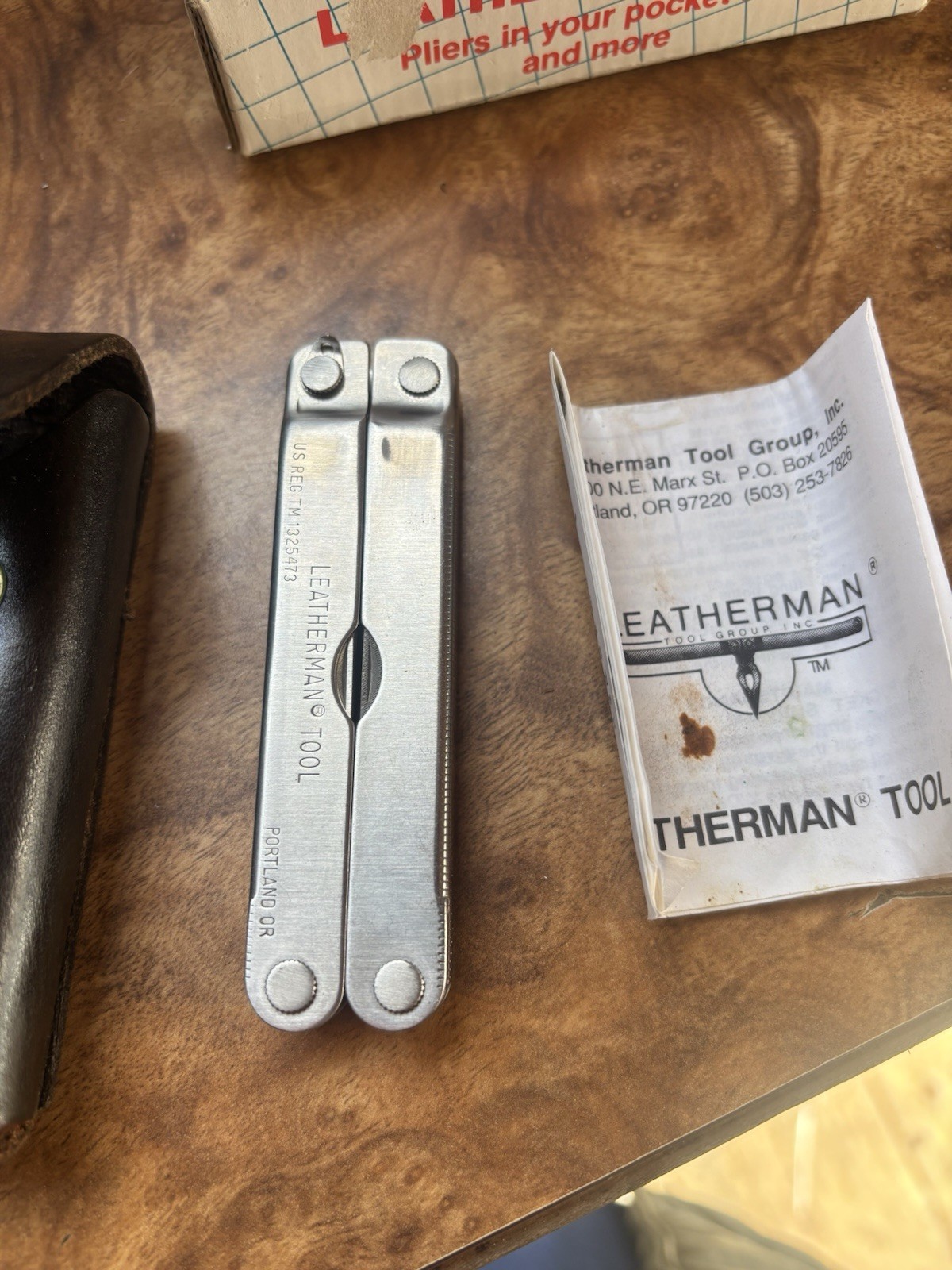 ORIGINAL 1985 LEATHERMAN TOOL VINTAGE LEATHER SHEATH BOX PAPERS 1325473 NEW Rare