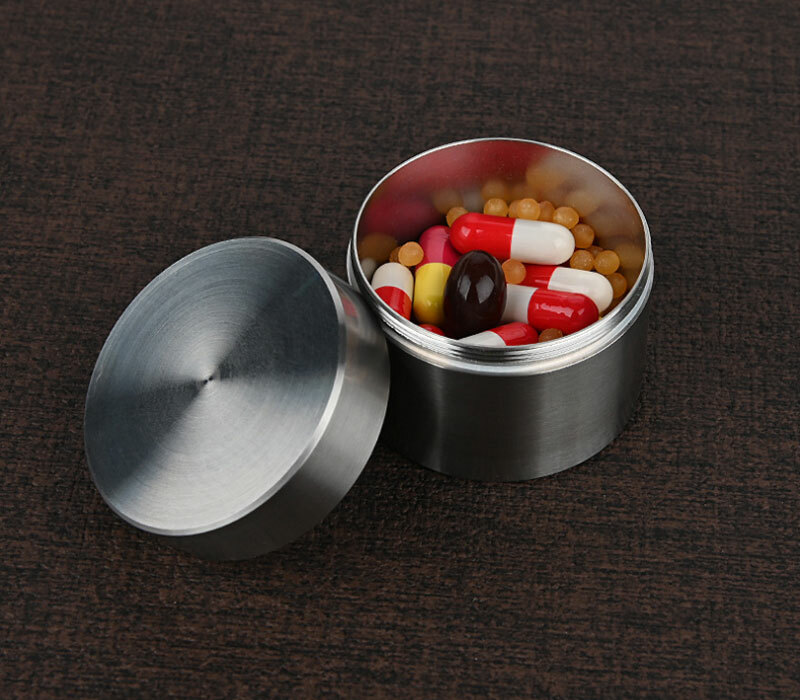 1 PC Stainless Steel Waterproof Tea Can EDC Outdoor Sealed Pill Case Storage—-