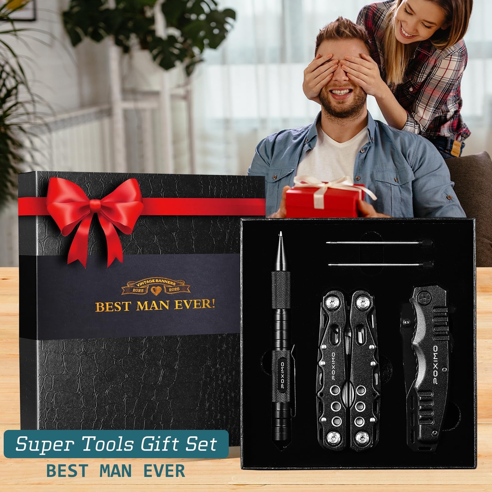 3-in-1 Multitool Gift Set for Men, 14-in-1 Survival Kit, Pocket Knife & Tactical