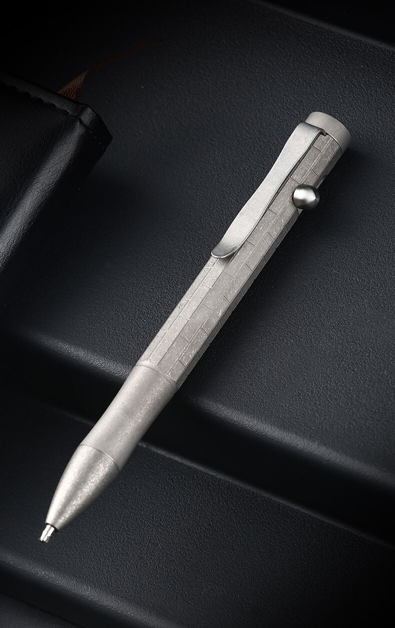 Titan Alloy Pen 4.92″ Ballpoint Pen with Pocket Clip Refillable Compact Size