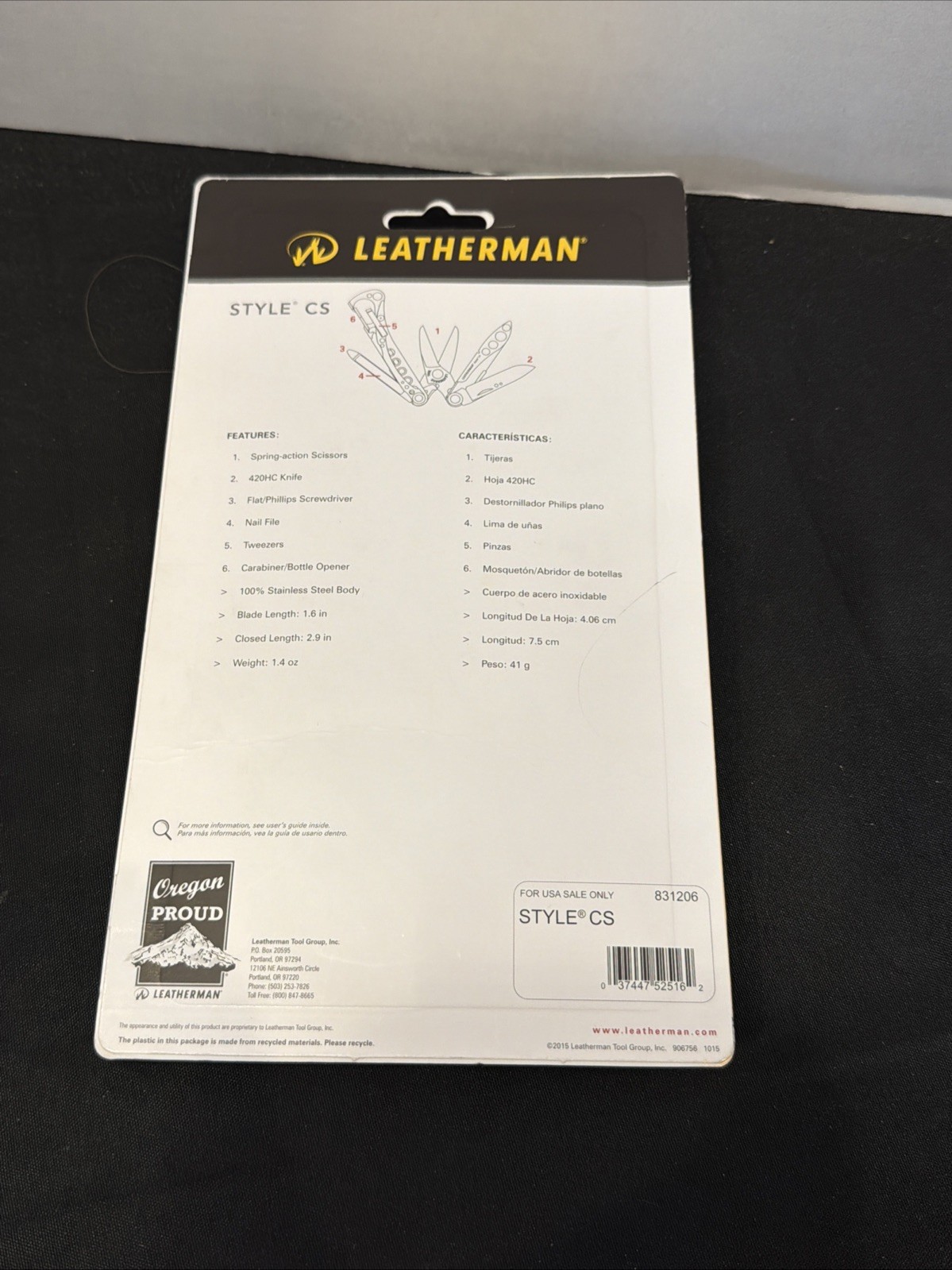 Leatherman Style CS BLACK 831206 6 Multi Tool Pocket Keychain Spring Scissors