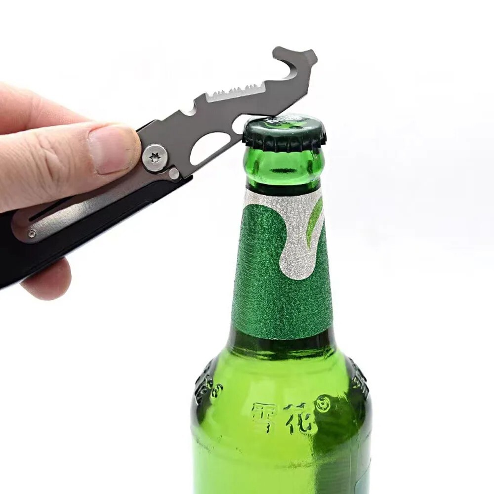 Mini Folding Steel Blade Pocket Key Tool Outdoor Survival Camping Keychain chain