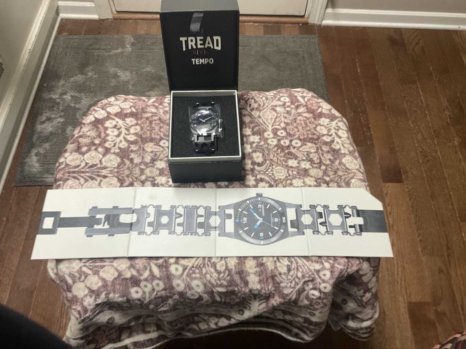 Leatherman Tread Tempo Black Stainless Steel Quartz Wristwatch, 200m