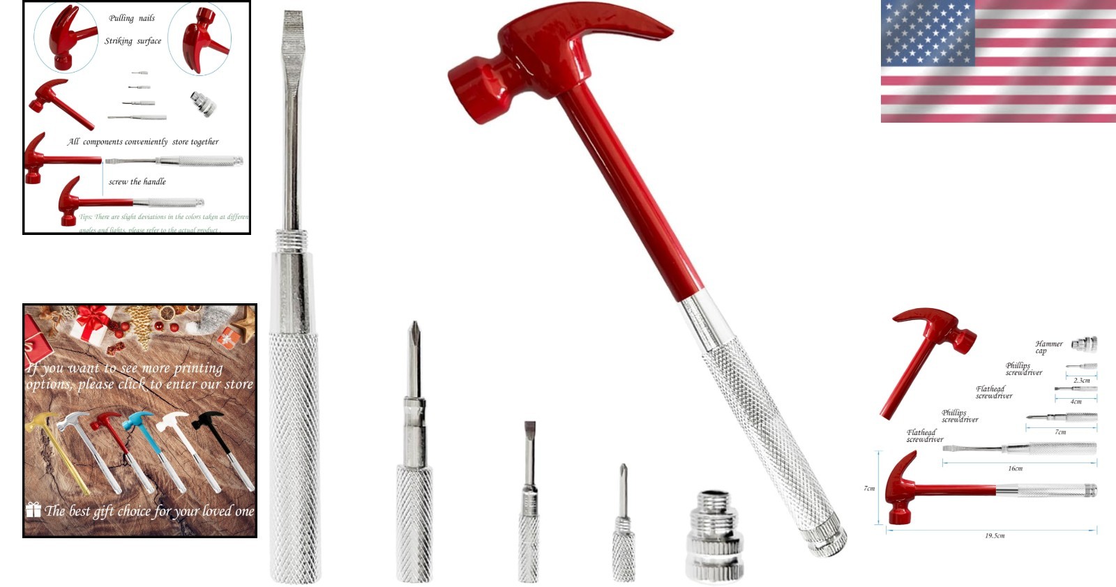 Lightweight 6 in 1 Multitool Hammer & Screwdriver Set – Essential Camping Gear