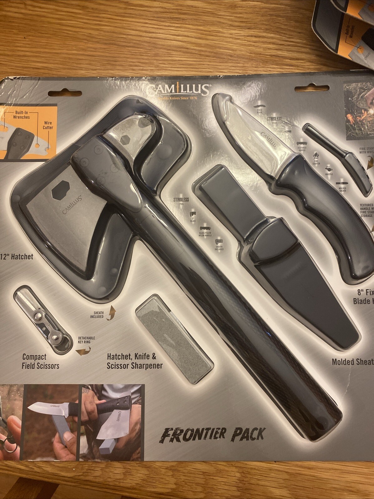 Camillus Frontier Pack With 8” Fixed Knife , 12” Hatchet, & More!