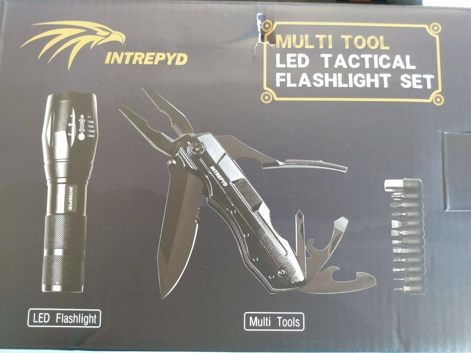 Intrepyd Multi Tool LED Tactial Flashlight Set (New in Box)