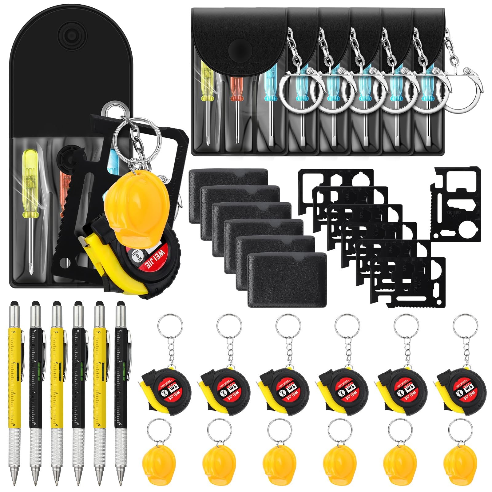 30 Pcs Mini Tape Measure Screwdriver Helmet Set Multitool Pen Credit Card Fat…