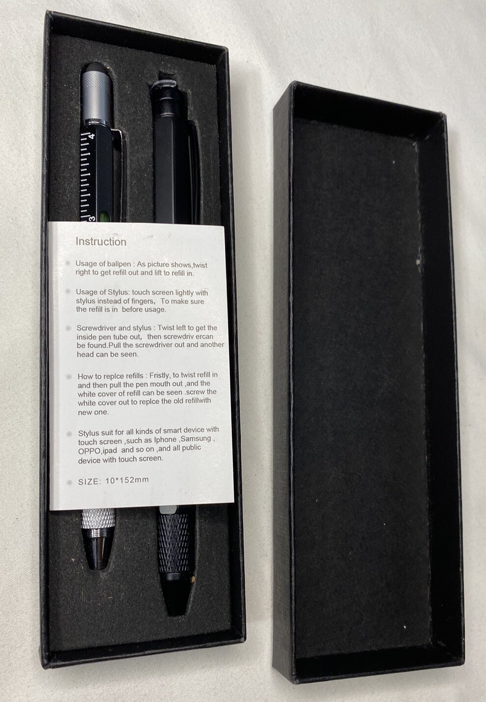 2 Pcs 9 In-1 Multitool Pen Set Black, Open Box