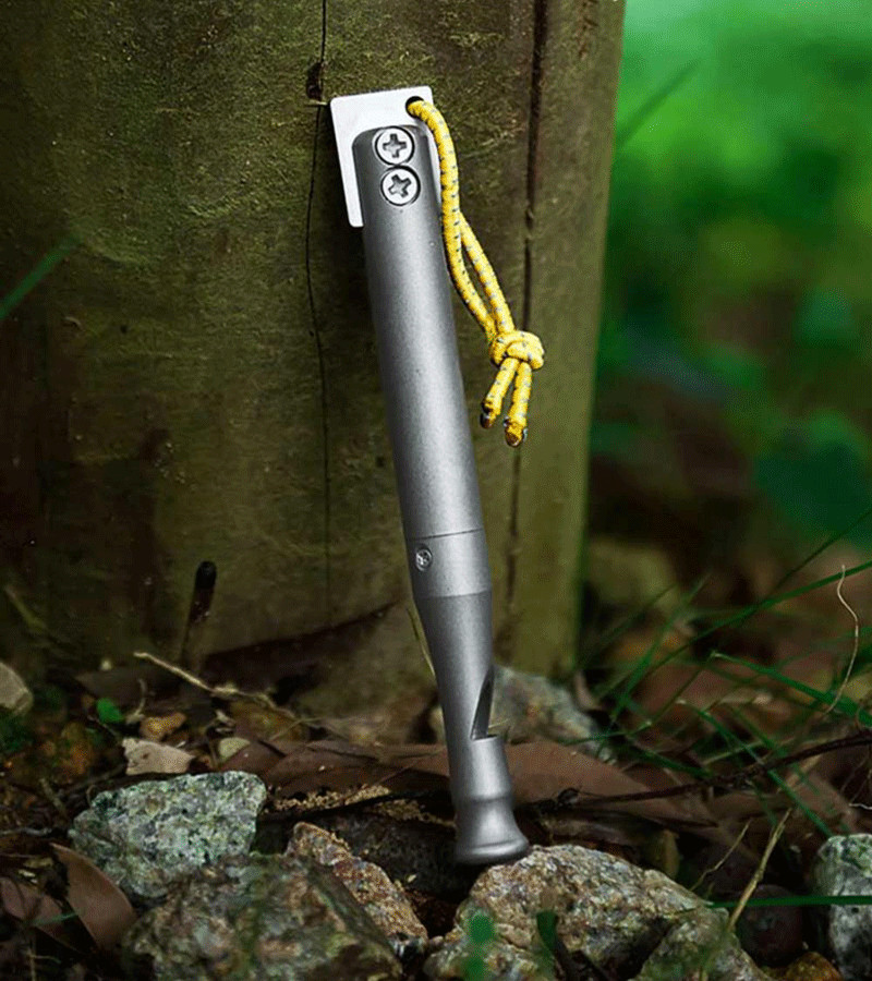 EDC Titanium Whistle Waterproof Flint Outdoor Camping survival Tool Keychain