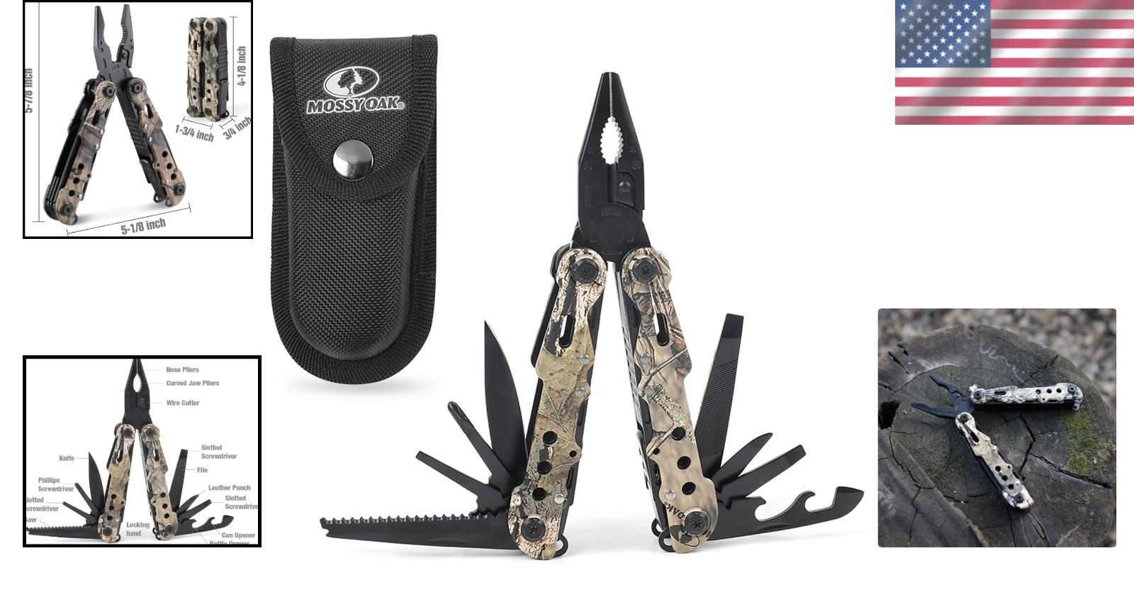 Stylish 13-in-1 Camo Multitool with Portable Sheath for Outdoor Adventures