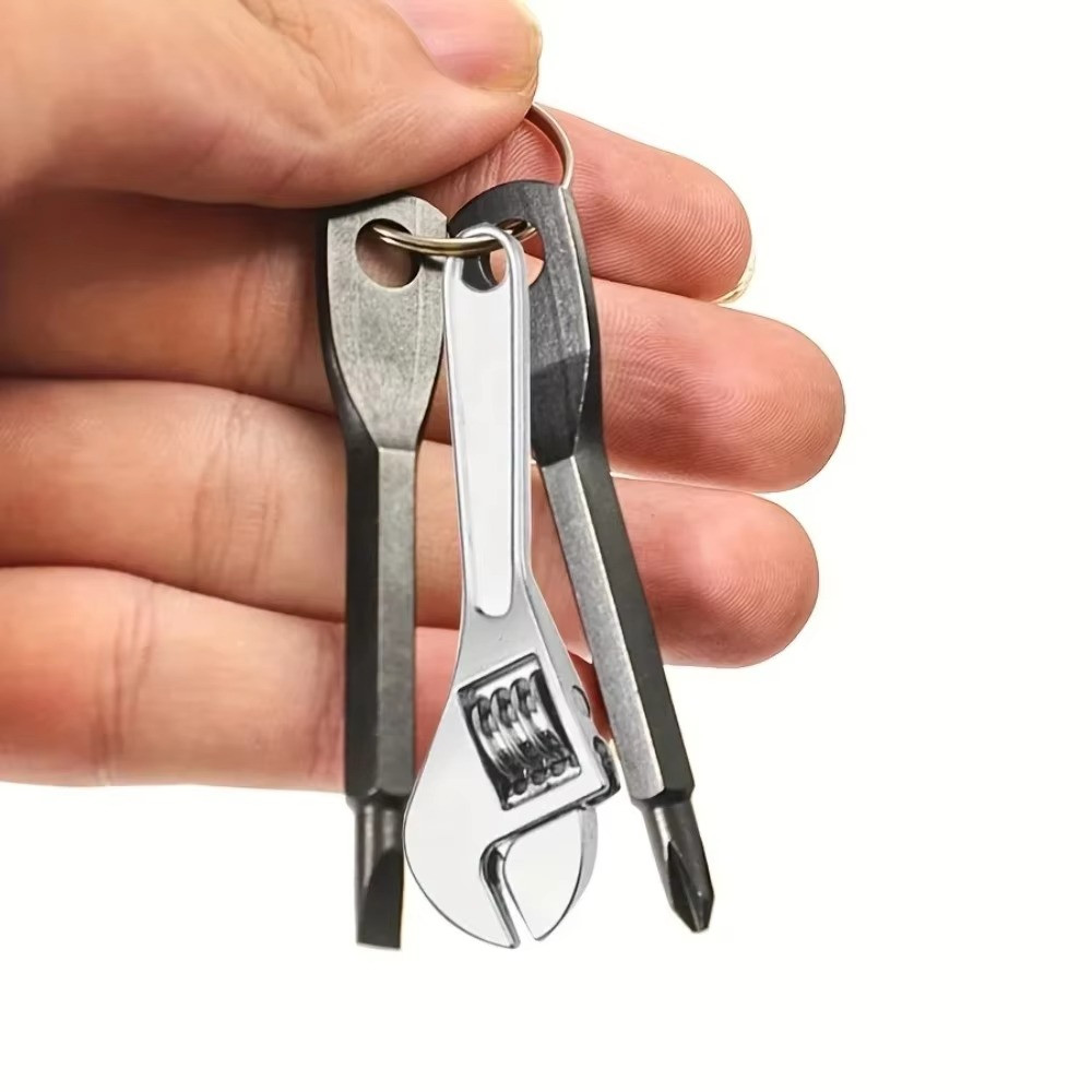 3pcs Key Ring Screwdriver EDC Tool Outdoor Pocket Mini Tool Wrench with Keychain