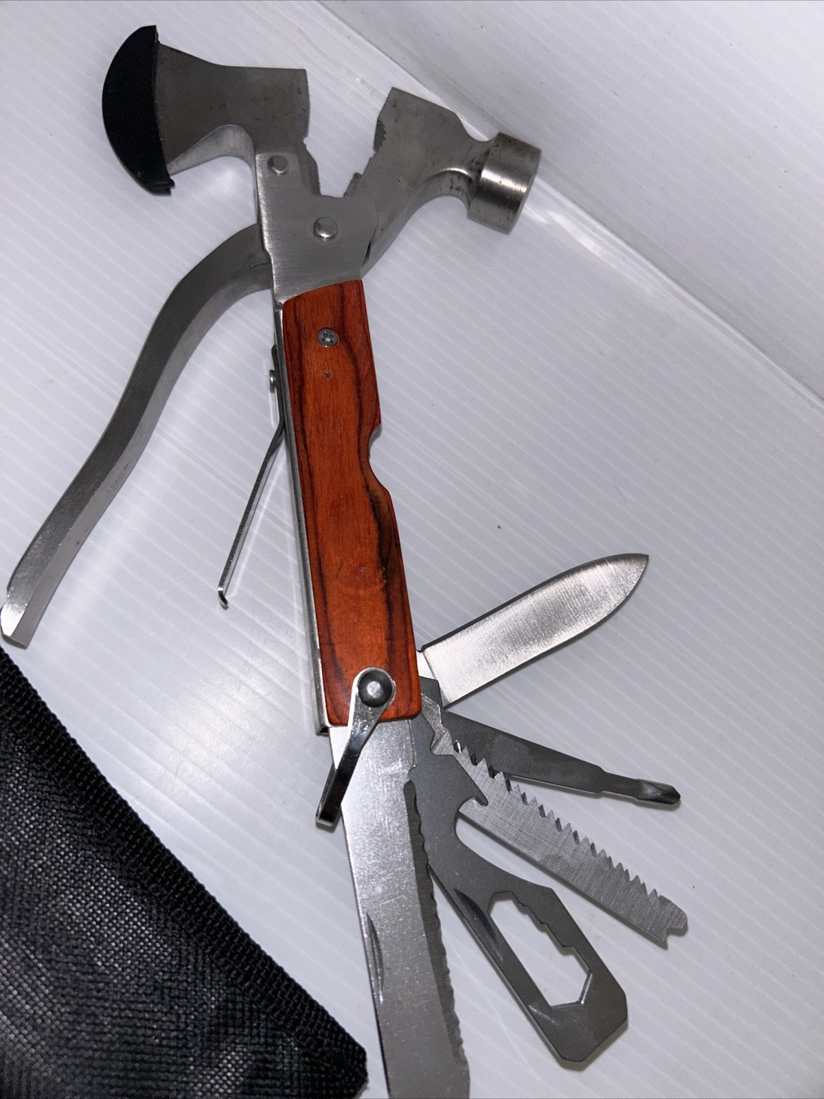 Tool Multi Hammer Axe Knife Wire Cutter Pliers Screwdriver Emergency Case