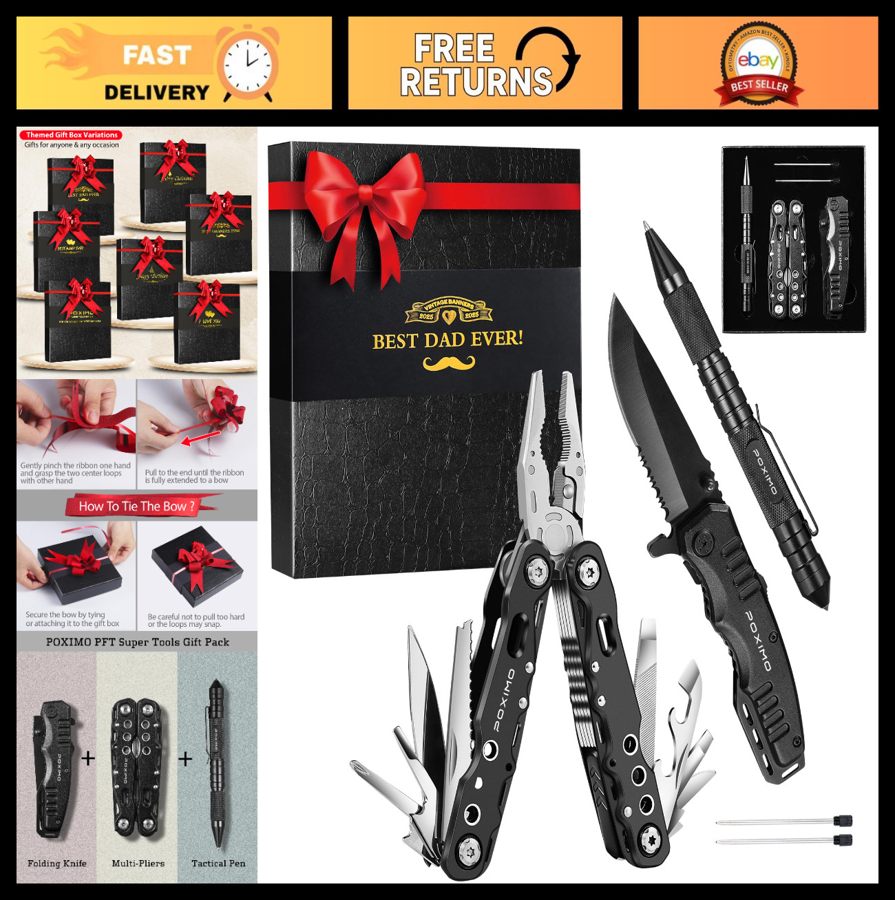 14-in-1 Multitool Gift Set for Dad | EDC Survival Kit with Pliers, Knife & Tacti