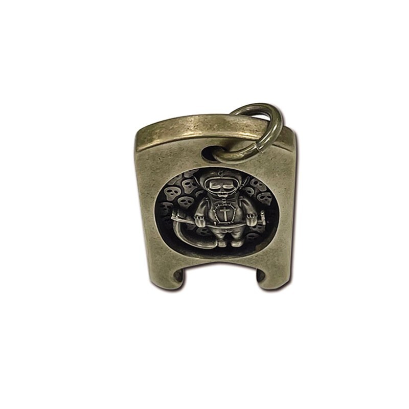 Retro Brass Skull Personality Penant Card Keychain Fashion Necklace Opener EDC