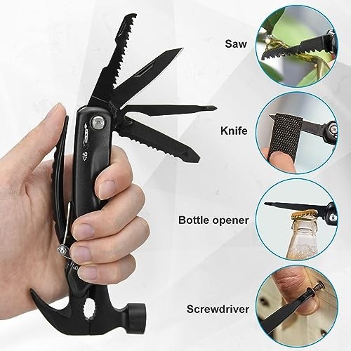 12-in-1 Hammer Multitool – Camping Essentials, Gifts for Men & Dads, Survival Ge