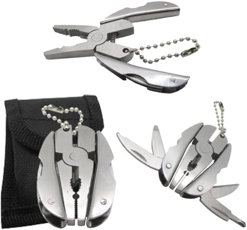 Mini Keychain Set – 6-in-1 Multitool Plier, Adjustable Wrench & Carry Case – Mul