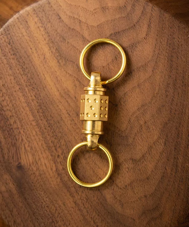 EDC Solid Brass Insert Buckle Gimbal Ring Portable Double Keychain Pendant Tool