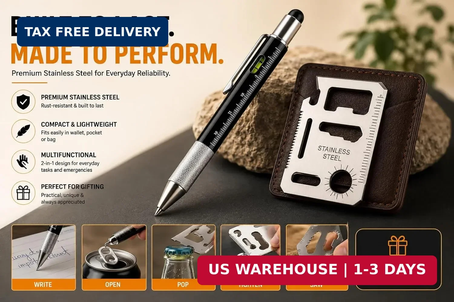 Fathers Day Gift Dad Multitool Pen Card Tool Set Cool Gadgets Men Birthday EDC