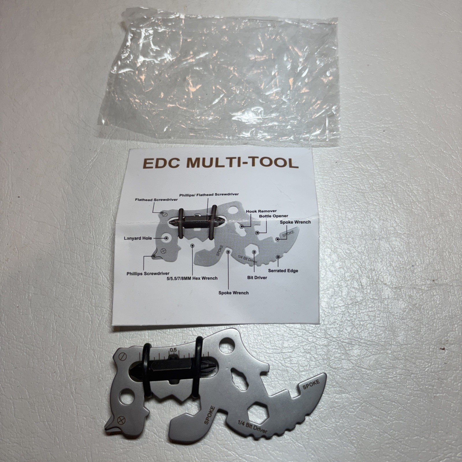 12 in 1 Rhino Keychain Multi-tool, EDC Multi-Tool Gadget for Camping Survival