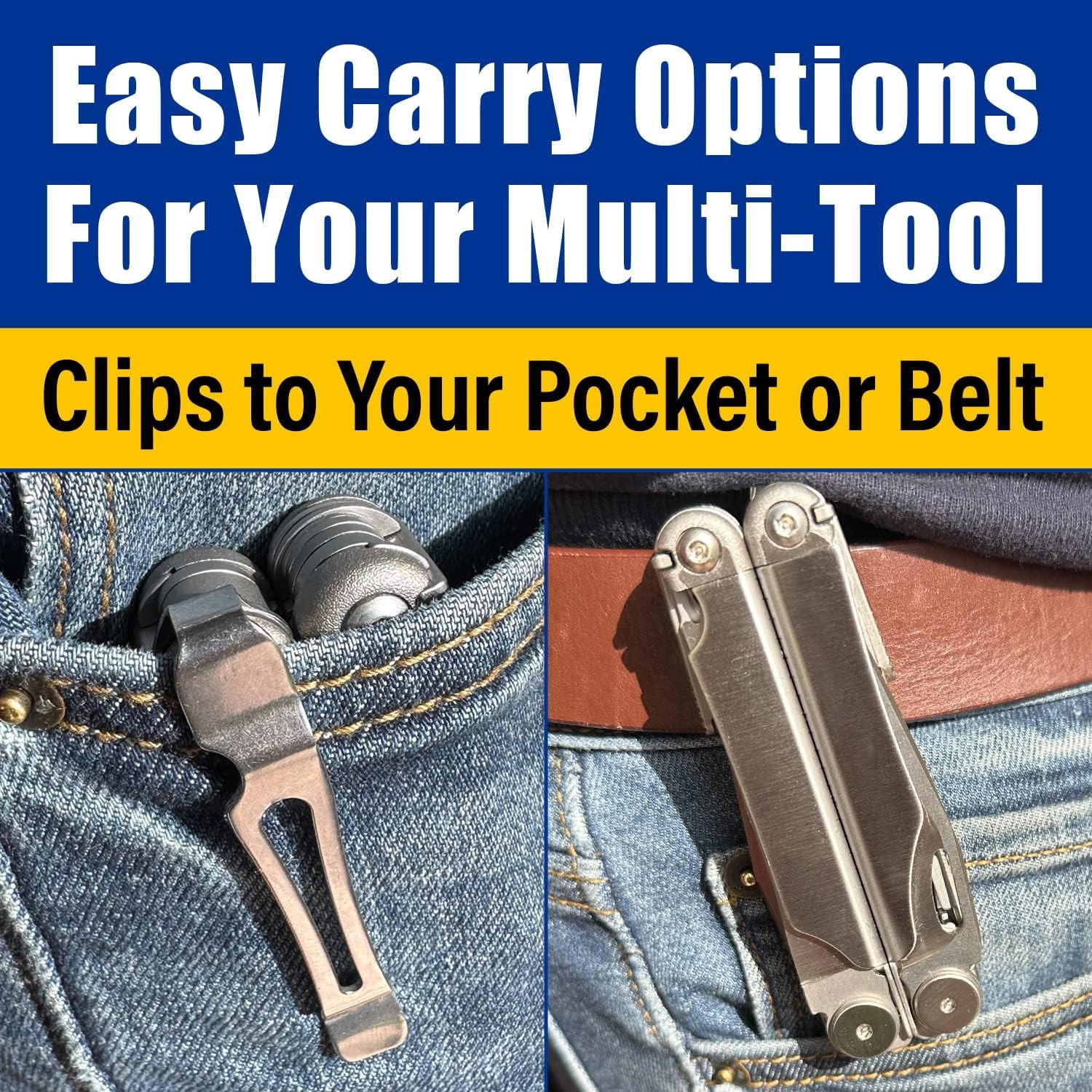 [2-Pack] 2 Quick Release Pocket Clips + 2 Lanyard Rings Compatible with Leatherm