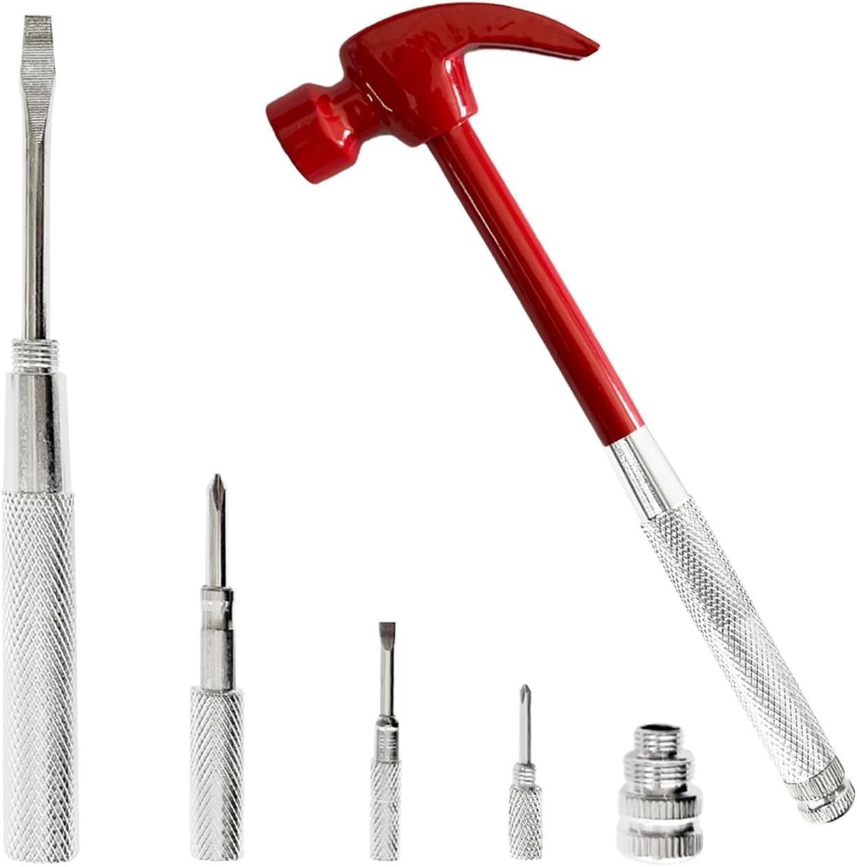 Lightweight 6 in 1 Multitool Hammer & Screwdriver Set – Essential Camping Gear