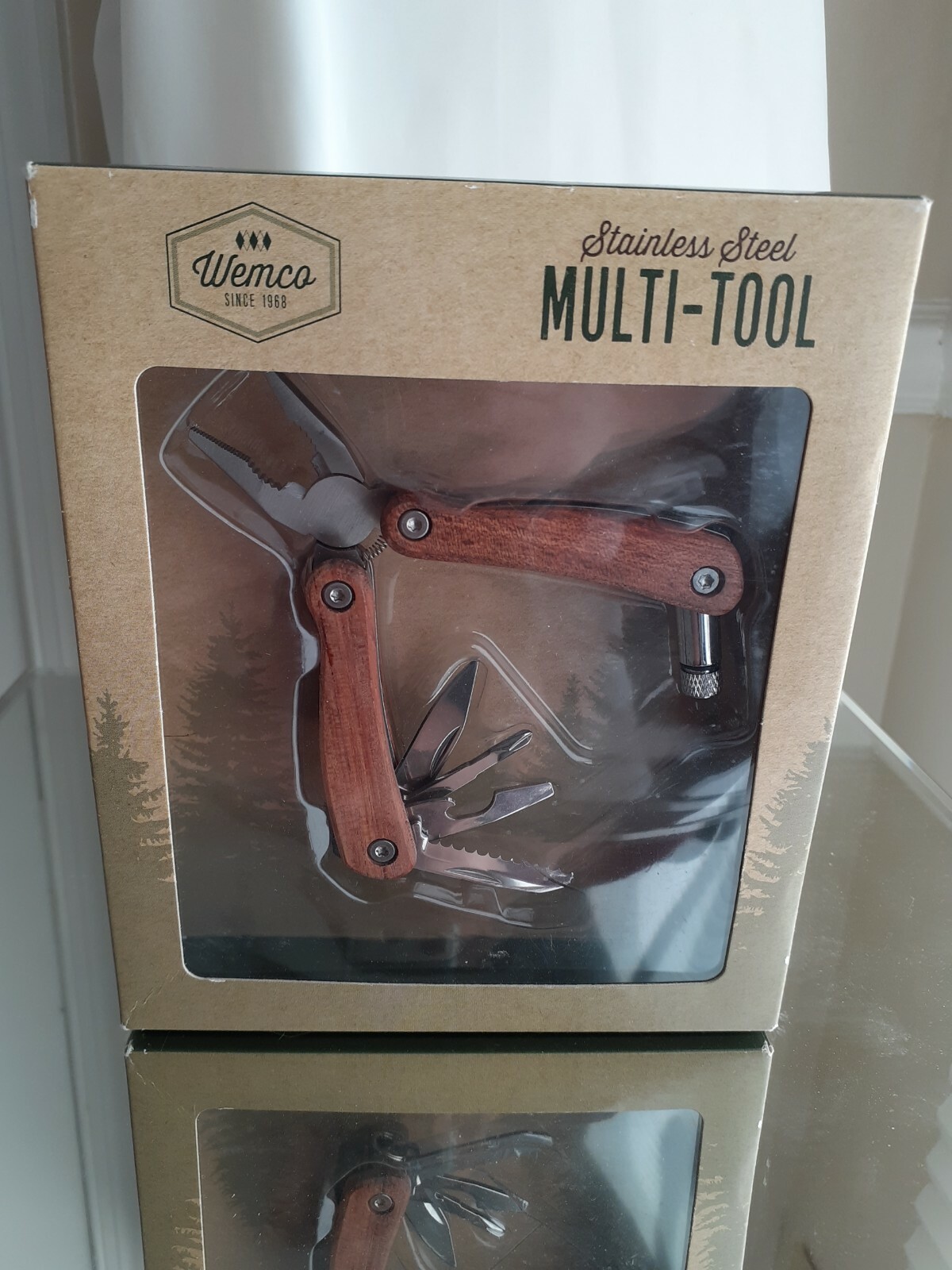 Wemco PST Multitool w/ wood grain handle Collectible LED flashlight for darkness