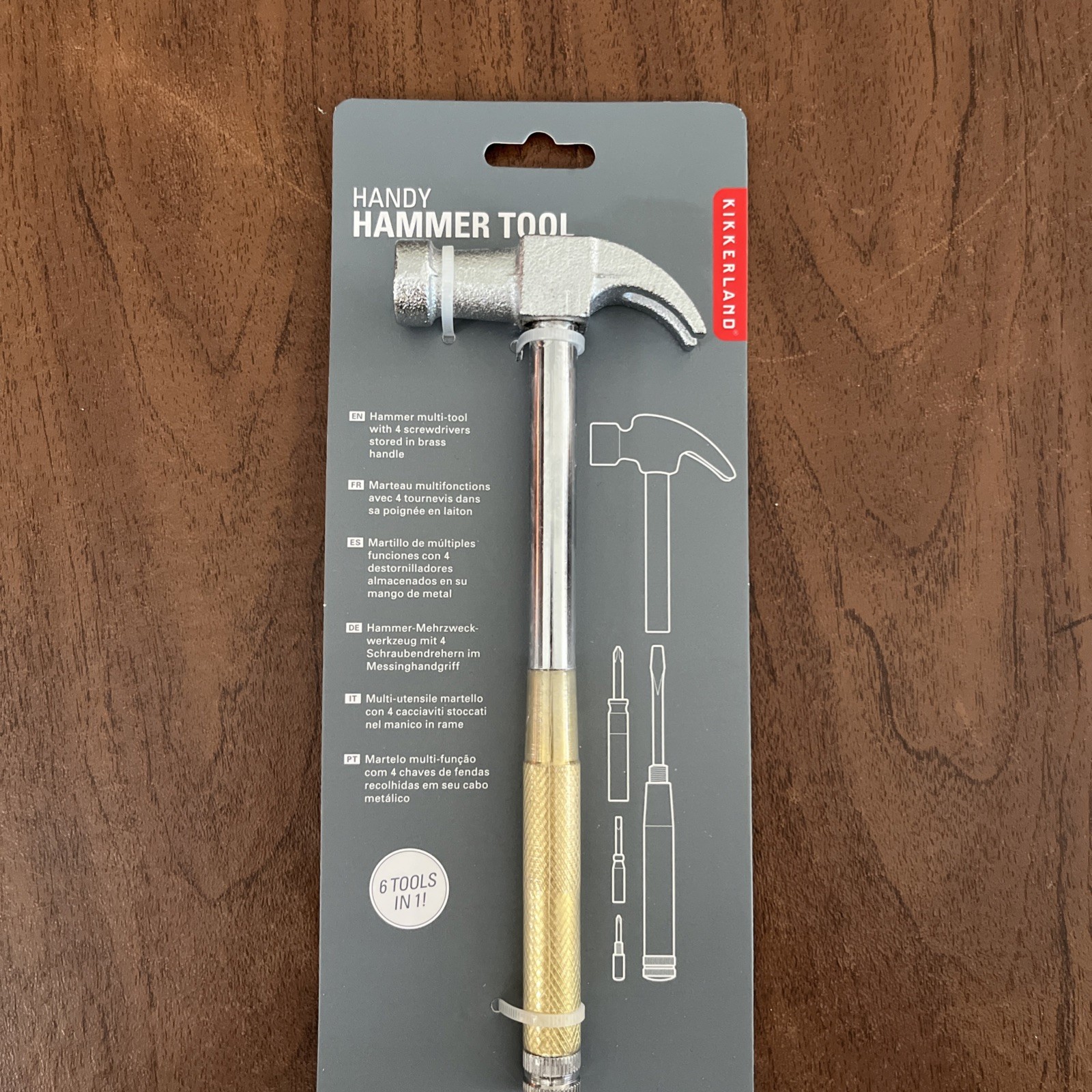 Kikkerland Handy Hammer Multi Tool 6 in 1 Screwdriver CD111 Gadget Gift Mens New