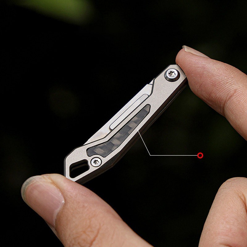 Titanium Mini Folding Utility Knife EDC Box Cutter with Spare Blades