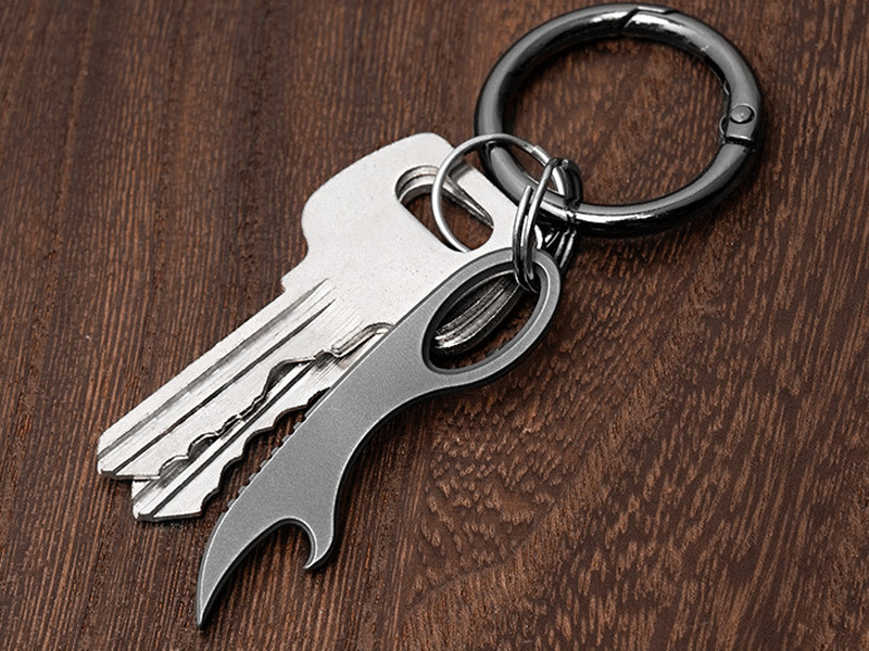 Titanium Alloy Multi Tools Crowbar Bottle Opener Portable Outdoor EDC Keychain