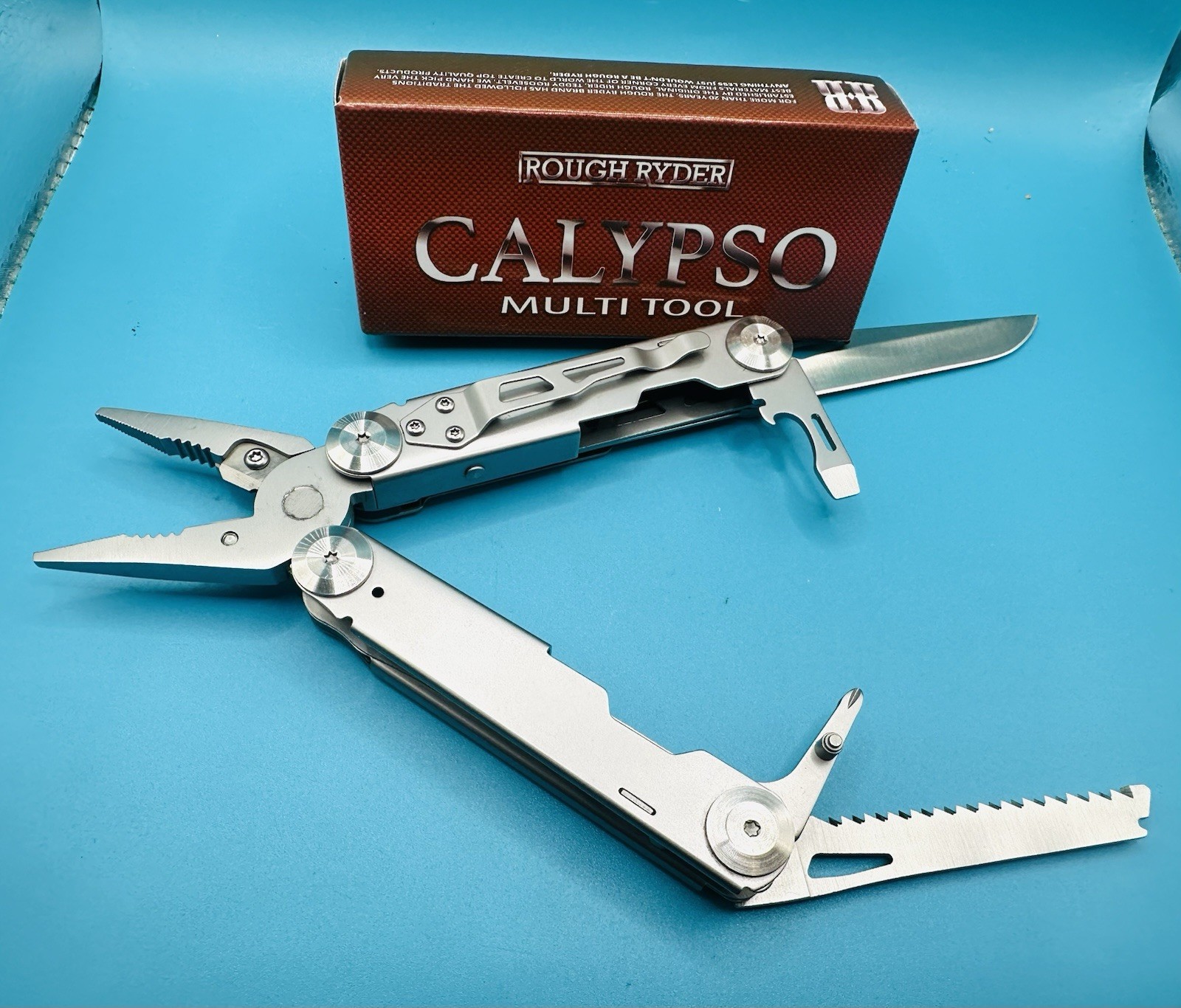 Rough Ryder 2515 Calypso Multi-tool D2 KNIFE BLADE Stainless Steel Handle NICE!