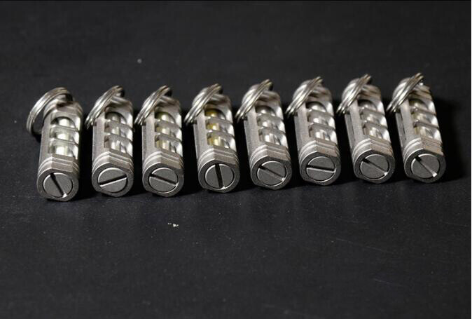 Titanium luminous Tube Pendants Paracord Beads Key Ring Necklace Pendants