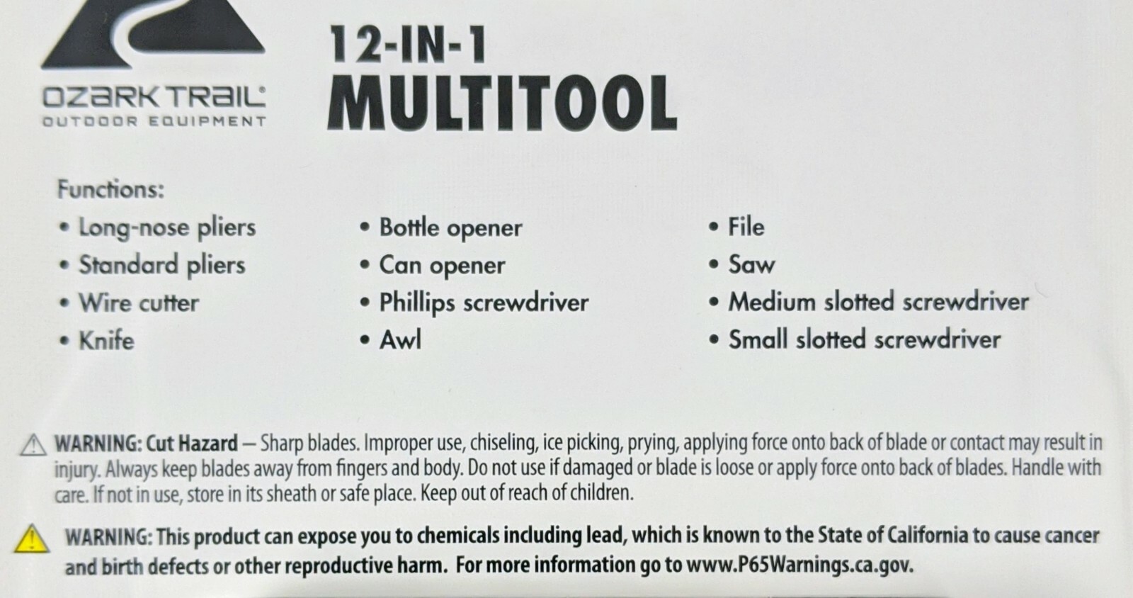 Ozark Trail 12 in 1 Multitool Mossy Oak Water Breakup Pattern New