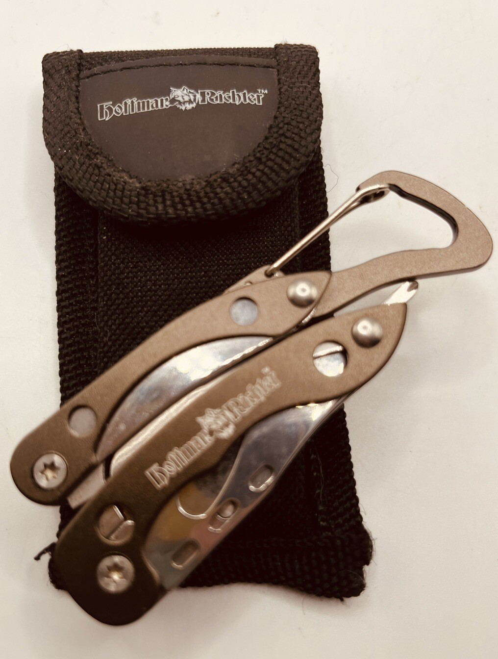 Hoffman Richter Mini Multitool Silver and Grey two Blades, Pliers 5 tools
