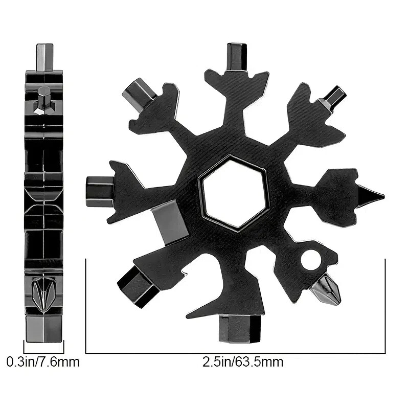 18 in 1 Stainless Multi-tool Snowflake Keychain Wrench Screwdriver Bottle Opener