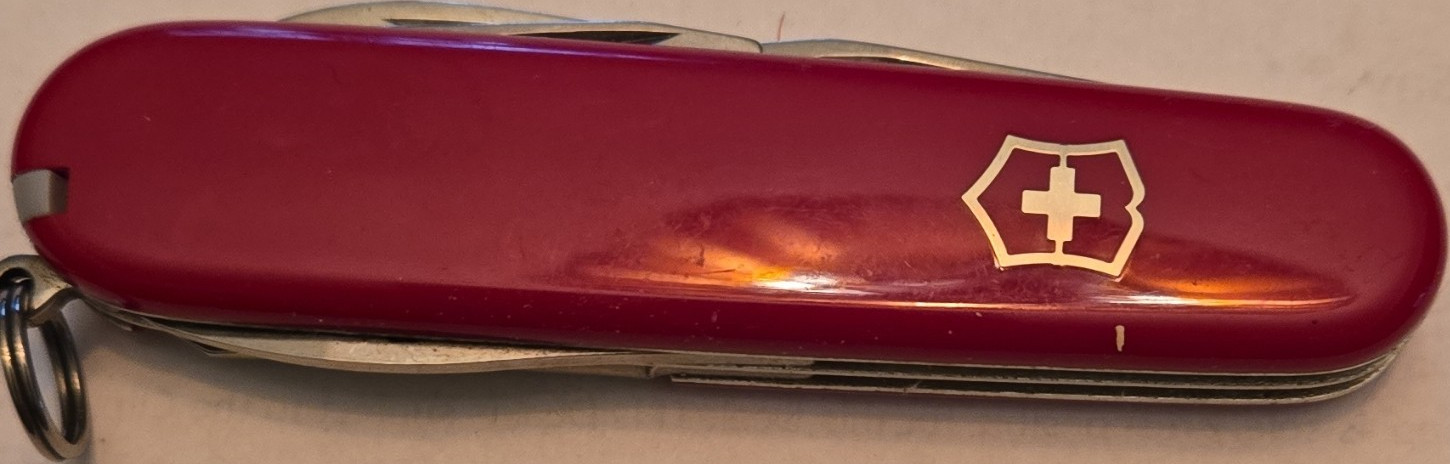 Victorinox Red Multi-Tool Knife Stainless Steel 6 Tools Straight Edge w/ Lanyard