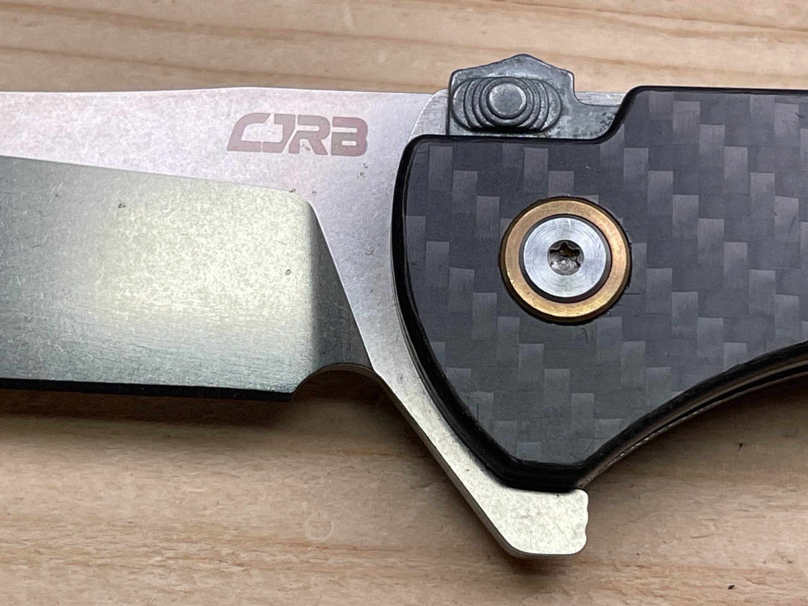 CJRB Cleaver J1915 D2 3.5” Steel Blade Folding Pocket Knife Carbon Fiber Handle