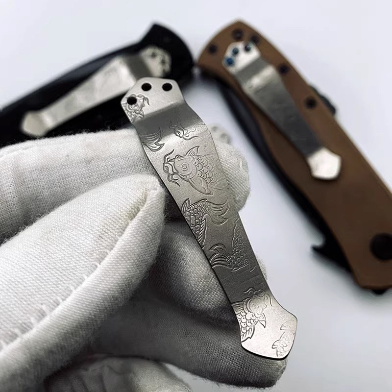 Titanium Koi CNC Pocket Clip for Emerson Benchmade ZT Knife DIY Replacement