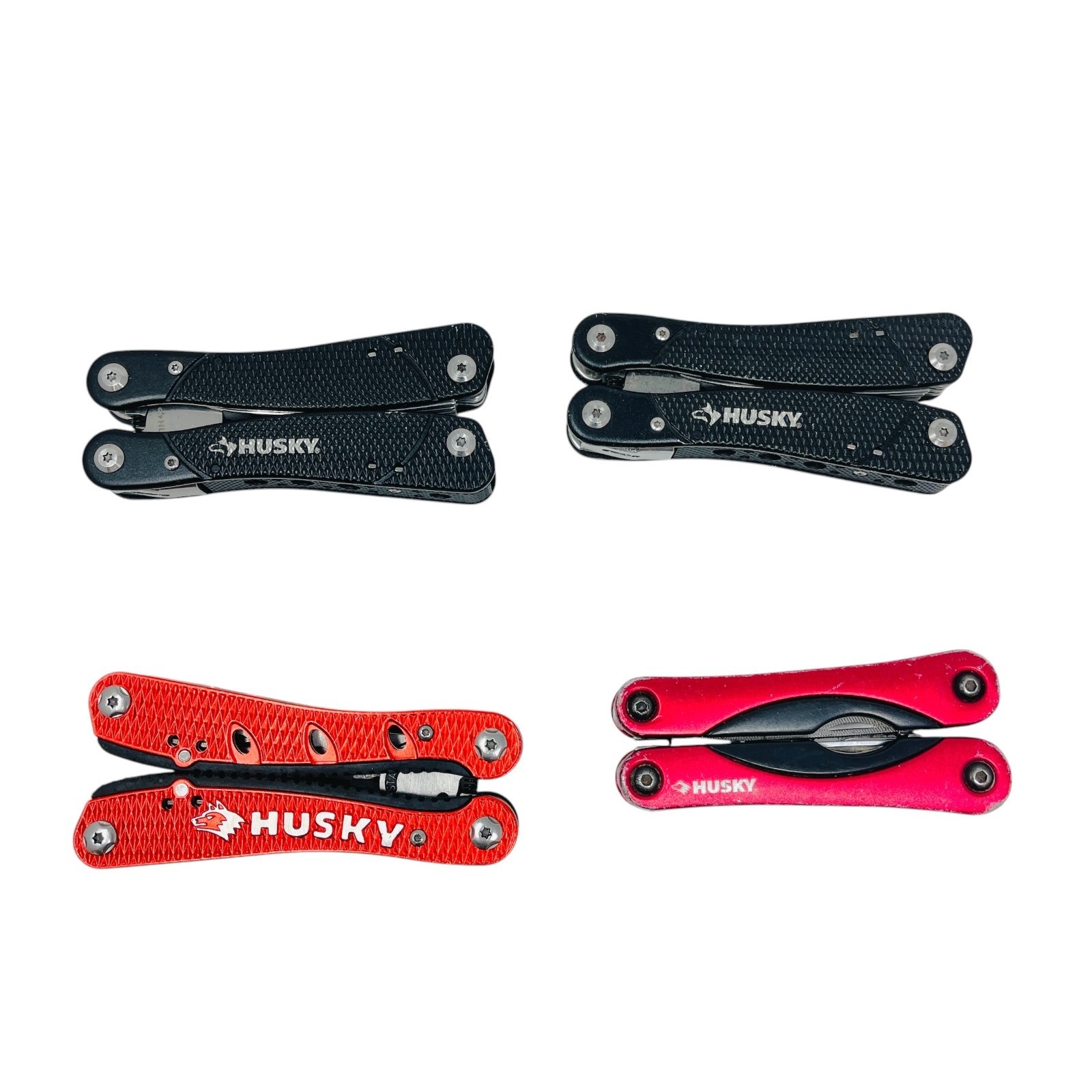Husky MultiTool Professional Folding Pliers Set Stainless, Black Red, 4 Pcs