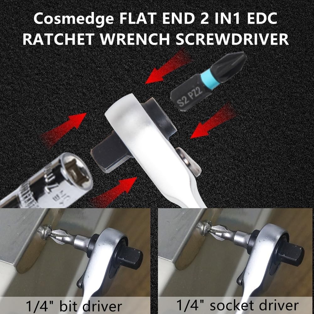 2 in 1 EDC Ratchet Wrench Screwdriver Flat Bit Adapter for Leatherman Multitool