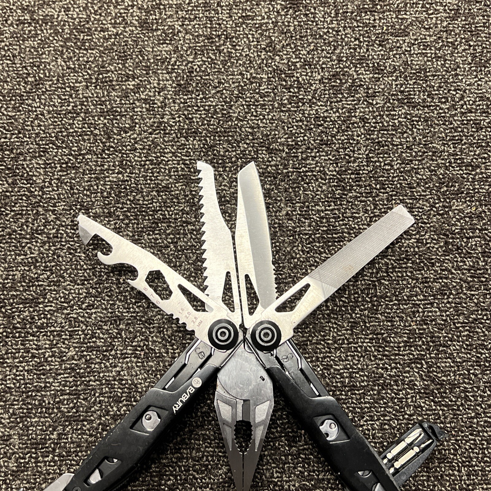B/Bury Multi-Tool File Pliers Screwdrivers Glass Break